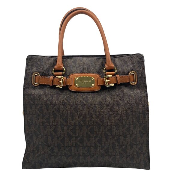Michael Kors Brown Logo Print Large Hamilton Tote - Picture 1 of 10